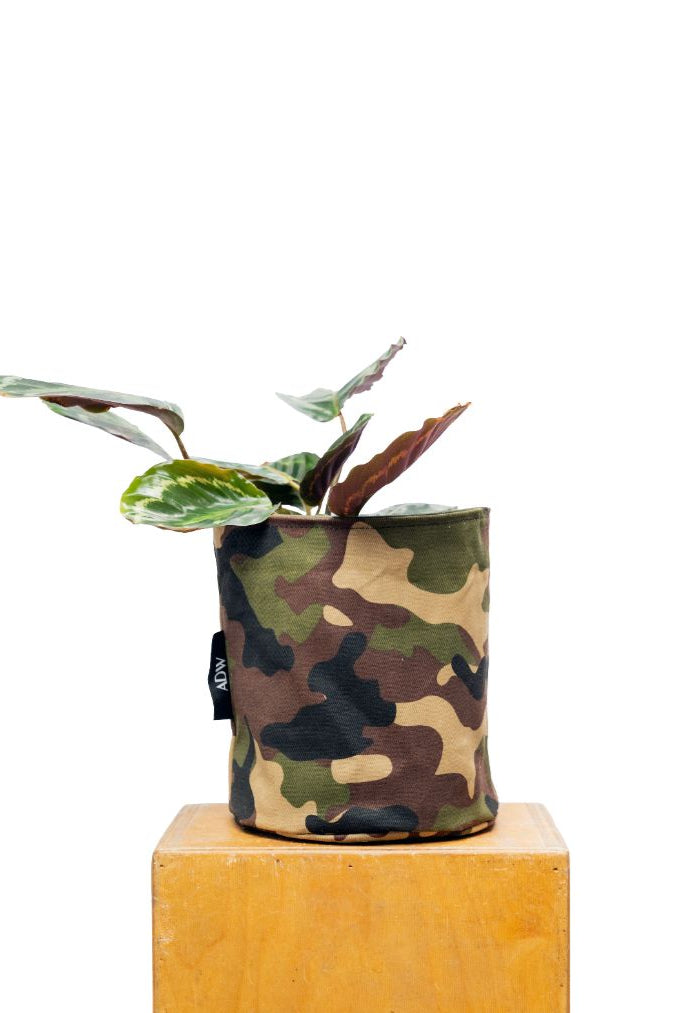 Waxed Camo Plant Pot Cover (Medium)